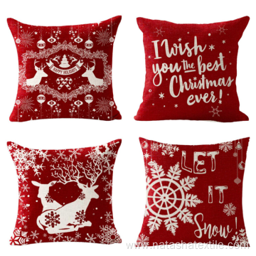 Nordic Linen Elk Snowflake Christmas Series cushion cover